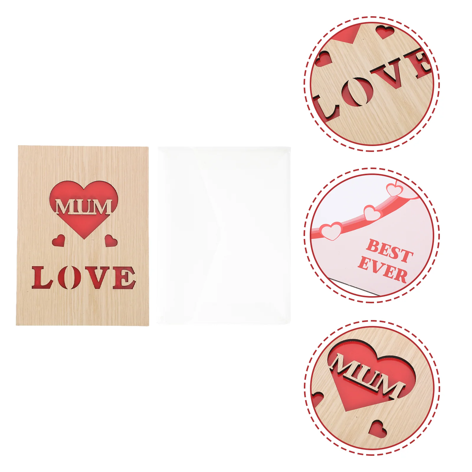 

1 Set Mother's Day Greeting Hollow Carved Greeting Wooden Greeting Decor for Party Home