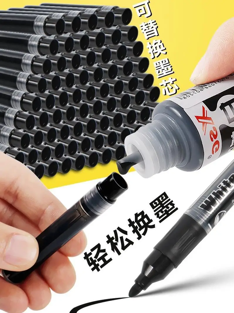 

Erasable Inkable Whiteboard Pen Teacher'S Straight Liquid High Capacity Water-Based Marker Blackboard Marker Black Ink Writing G