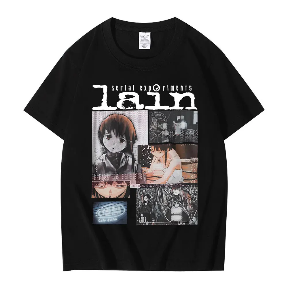 

Anime Serial Experiments Lain T Shirt Glitch Iwakura Weeb Girl Sci Fi Manga Graphic Print T Shirts Short Sleeve Cotton T-shirt