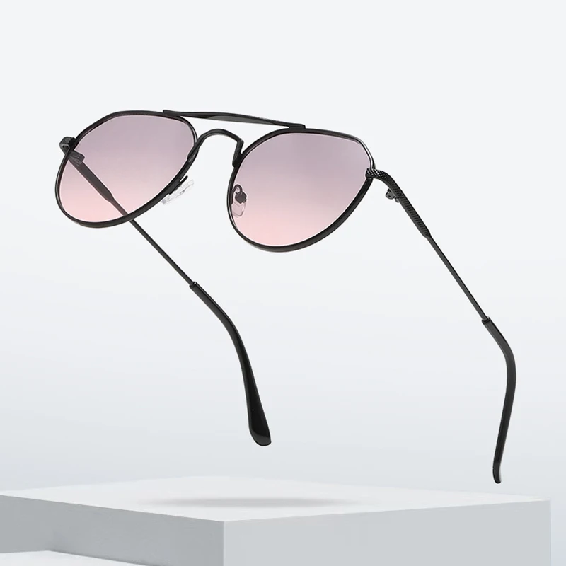 

Dropshipping Retro Double Bridges Luxury Women Pilot Sunglasses Fashion Gradient Eyewear Trending Sun Glasses Men Shades