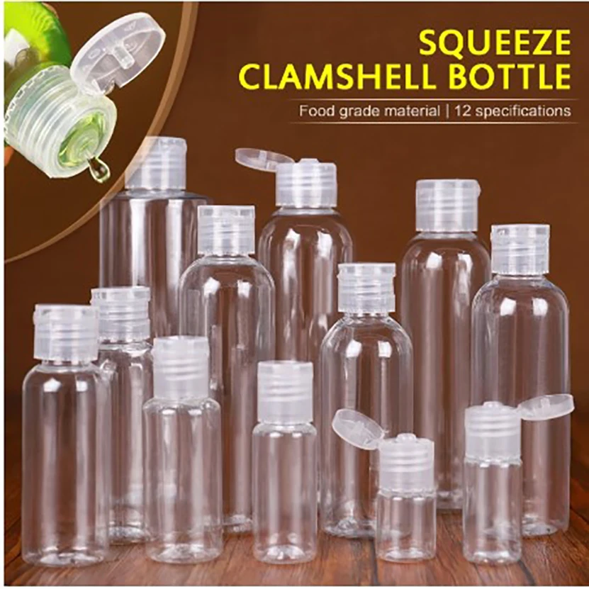 5/10/20/30/50/60/80/100/120ml Travel Plastic Containers With Lids Emulsion Lotion Bottle Empty Transparent Squeeze Water Bottles