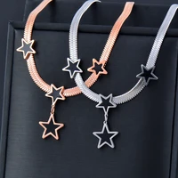 sinleery black star pendant stainless steel necklace womens neck chain jewelry on the neck gifts 2021 trend xl334 ssk