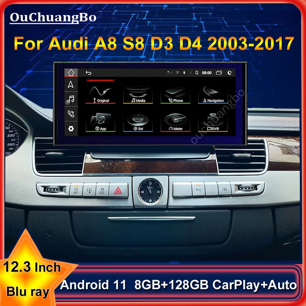 

Ouchuangbo Android 11 Radio GPS Multimedia For Audi A8 A8L S8 Quattro D3 D4 2G 3G MMI 2003-2017 With 8 Core 8GB 128GB CarPlay