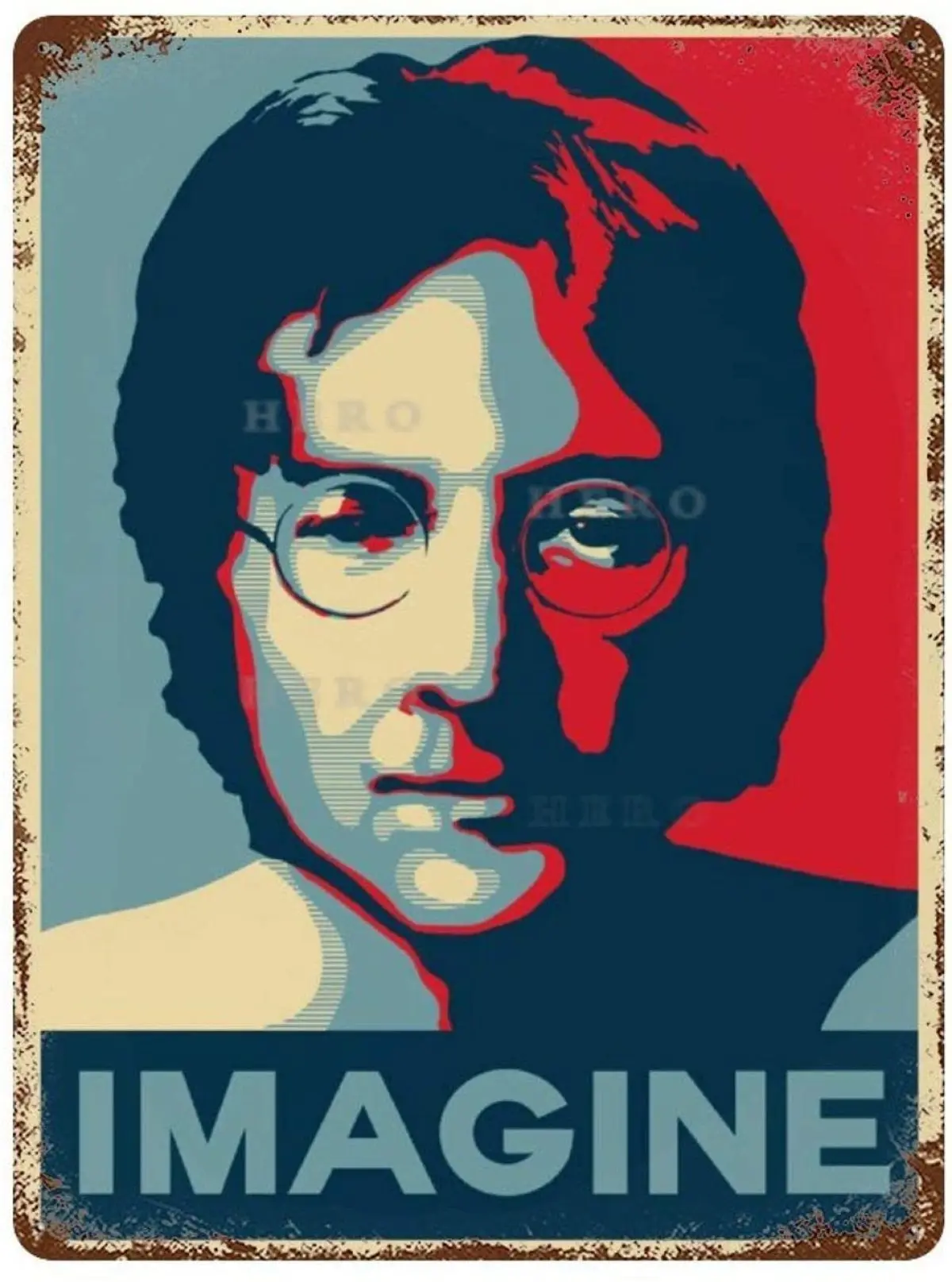 

IMAGINE Nuruddin Araniri-john Lennon Vintage Tin Sign Art Iron Painting Rusty Poster Decoration Aluminum plaque