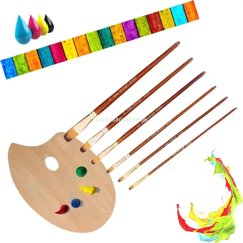 

Набор кистей для акриловых красок, нейлоновые кисточки для рисования акварелью, гуашью, 6 шт.