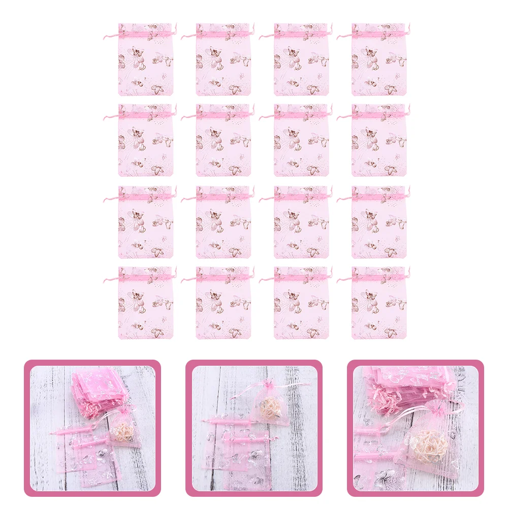 

100pcs Mesh Drawstring Bags Butterflies Pattern Wedding Party Gifts Candies Bag