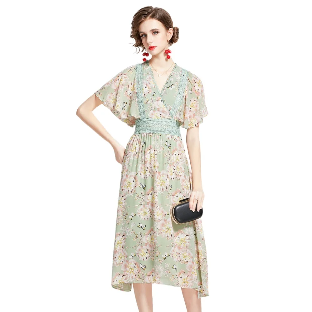 

Новинка, кружевное лоскутное платье с V-образным вырезом и оборками на рукавах, платья для свадьбы 2022