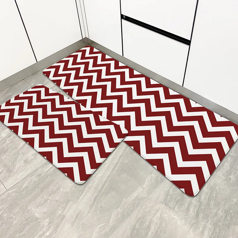 

Striped Printed Kitchen Mat Home Entrance Doormat 3D Pattern Home Floor Decor Carpet Washable Bathroom Anti-Slip Carpet Felpudo