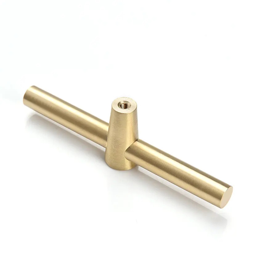 

Твердые латунные Т-образные ручки для кухонного шкафа, чистая медь, ручки для шкафа, комода, золотые дверные ручки для кухонного шкафа, мебельная фурнитура