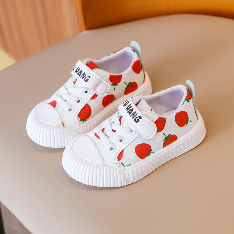 Children Canvas Shoes Rubber Sole Fruit Pattern Shallow Anti-slip 21-30 Toddler Boys Girls Flat Shoes Spring Kids Casual Shoe enlarge
