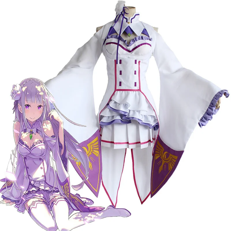 

Anime Re Zero Starting Life In Another World Emilia Cosplay Costume Re Zero Kara Hajimeru Isekai Seikatsu Dress Custom Made