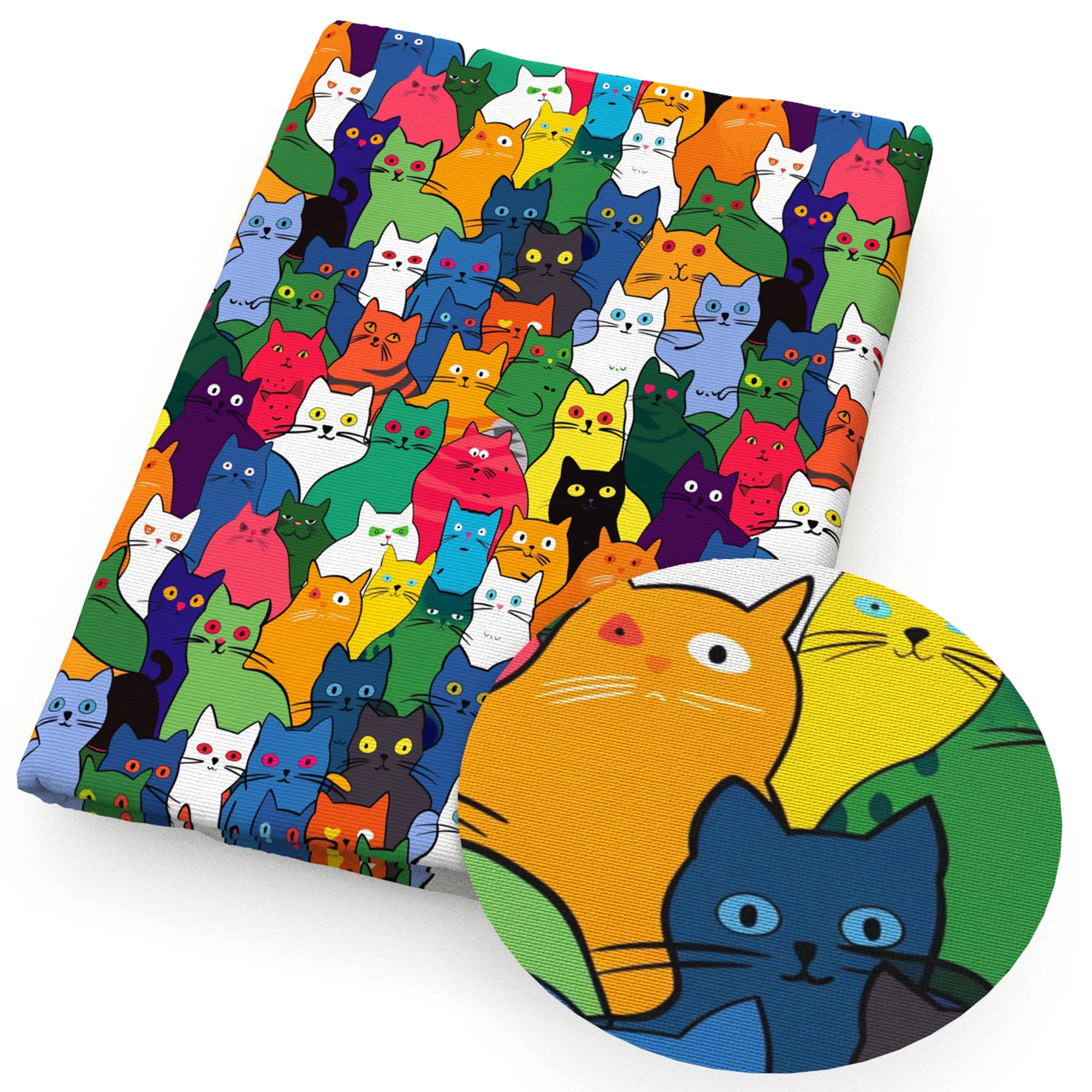 50*145 см пэчворк красочная кошка Полиэстер хлопчатобумажная ткань для шитья