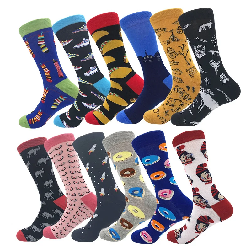 

Peonfly Men's Fashion Pattern Dress Funky Fun Colorful Socks Luxury Crazy Novelty Cotton Happy Funny Animal
