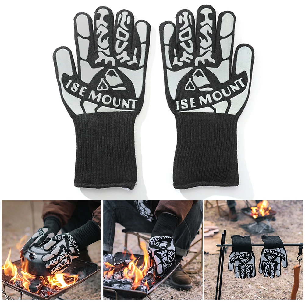 

Утолщенные перчатки для барбекю, высокотемпературные перчатки для духовки, огнестойкие термоизолированные перчатки для барбекю на 800 град...