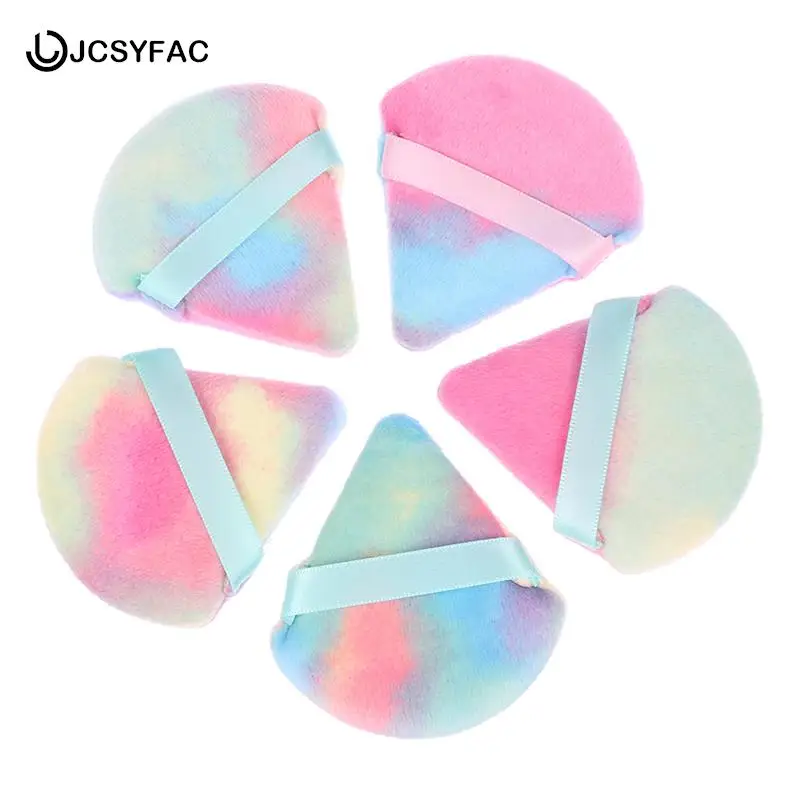 

2pcs/5pcs Mini Triangle Velvet Powder Cosmetic Puff Mini Beauty Sponge Bigger In Wet Foundation Makeup Puff Tools