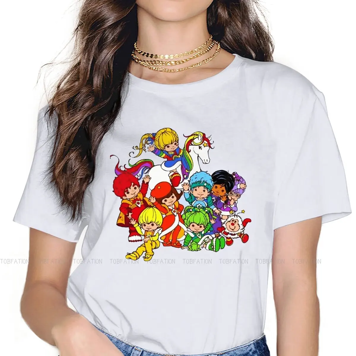 

World Special TShirt for Girl Rainbow Brite Anime Animation Top Quality 4XL T Shirt Short Sleeve Ofertas