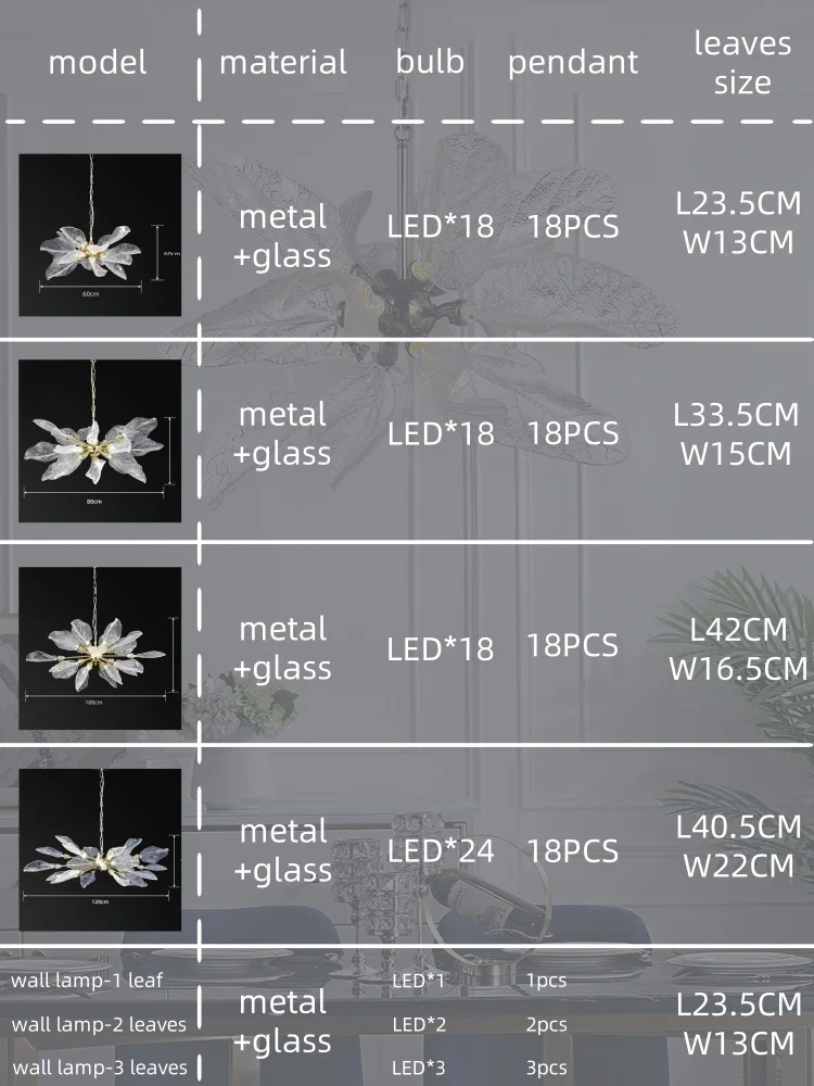 Artpad Роскошная современная потолочная подвесная люстра в форме листа Гостиная