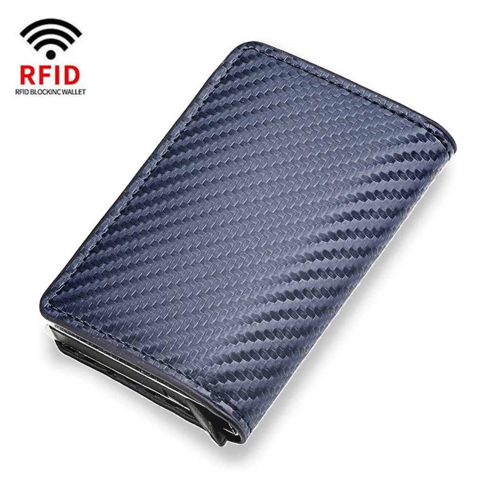 

Pop-out RFID Credit Card Holder Thin Aluminum Card Wallet ID Card Bank Card Holder Thin Metal Leather Small Men Women Wallet