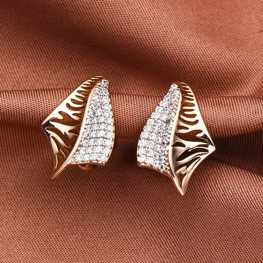 

Dckazz New Elegant Drop Earring Luxurious Smooth Shiny Rose Gold Color Woman Jewelry Hollow Earrings Wedding Accessories