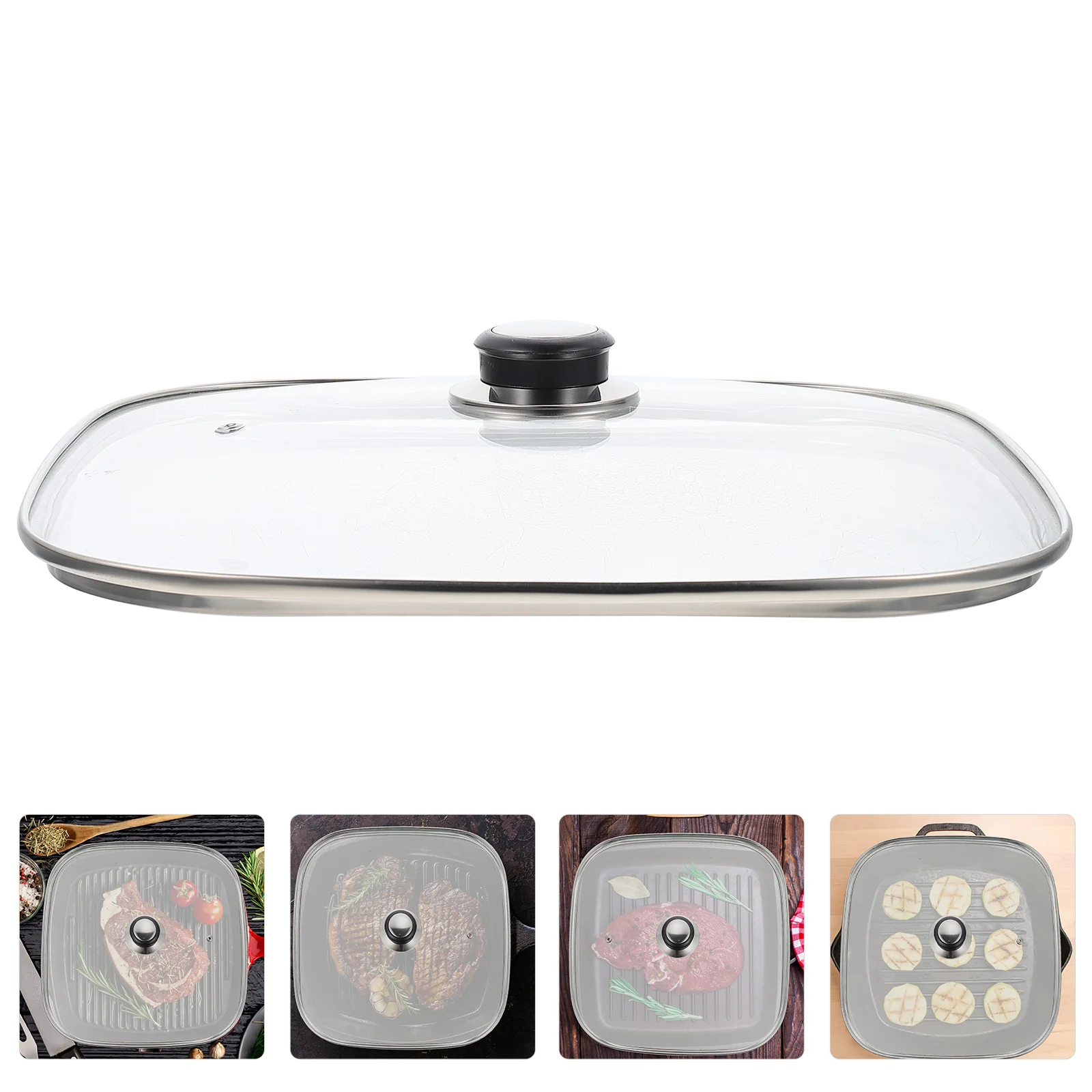 

Electric Food Warmer Glass Cover Frying Pan Stainless Steel Handle Design Pot Wok Multi-function Household Lid Practical