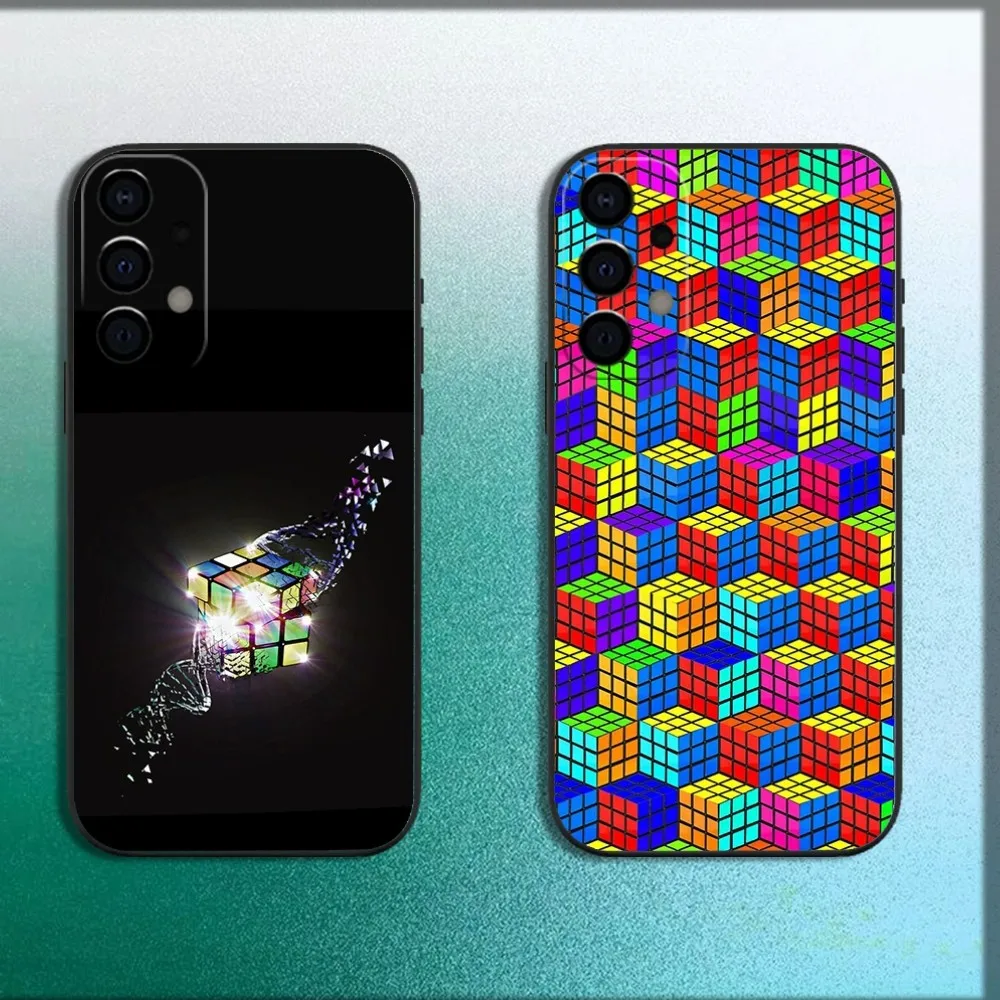 Cool Rubiks Cube Phone Case For Samsung Galaxy A13 A21s A22 A31 A32 A52 A53 A71 A80 A91 Soft Black Cover