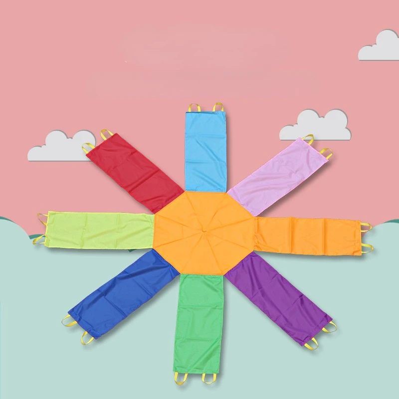 

Rainbow Umbrella Children's Game Parachute Kindergarten Parent-child Activities Early Learning Rally Umbrella Rainbow Umbrella