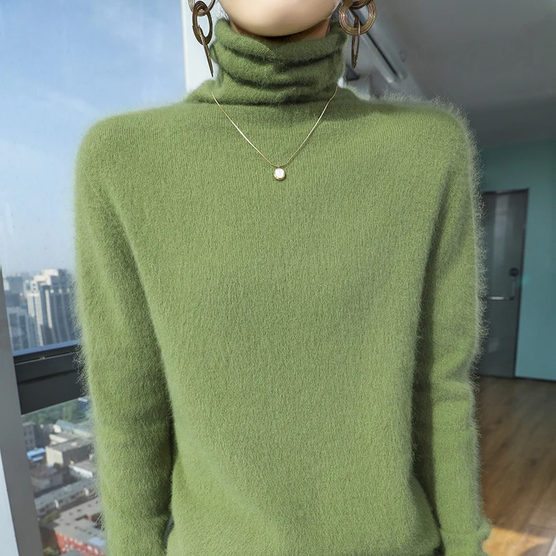 Женская водолазка 2024 осенне-зимний кашемировый свитер повседневный однотонный