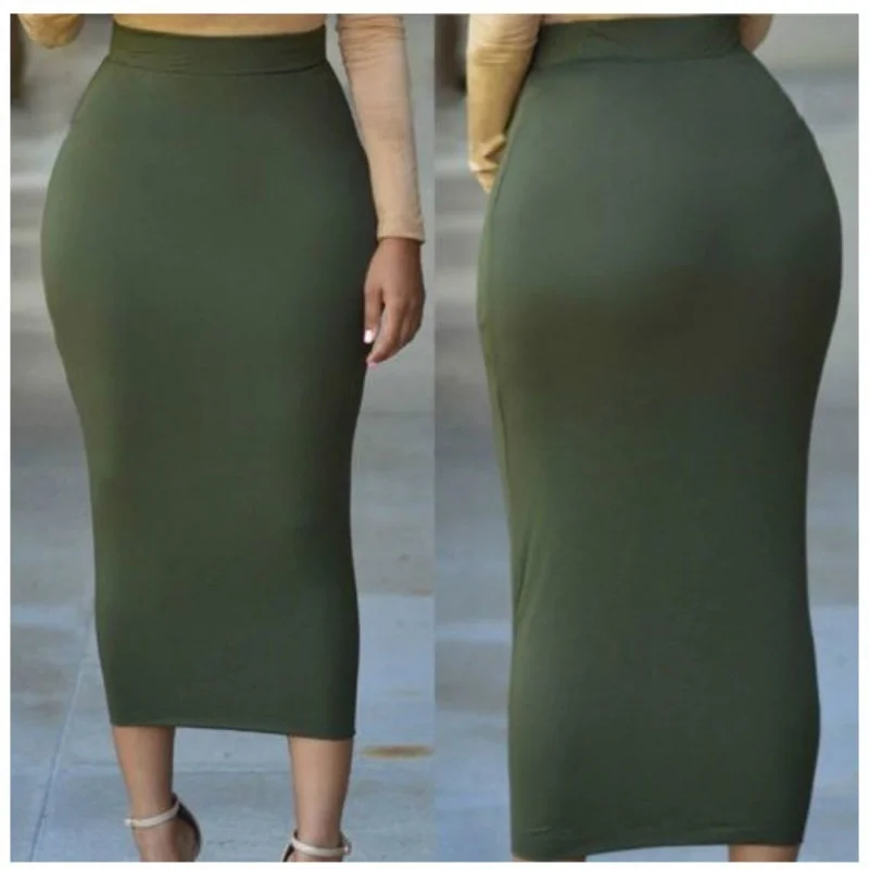

Solid Color Elastic Waist Tight Skirt 2022 Mid-length Skirt Abaya Dubai Caftan Marocain Style Muslim Islam Clothing Pencil Skirt
