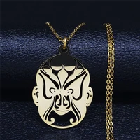 fashion peking opera chain necklaces for menwomen stainless steel pendants necklaces jewelry cadenas de acero inoxidab nxs07