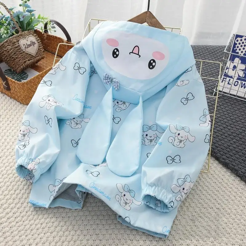 

Sanrio Anime Cinnamoroll Kuromi My Melody Outdoor Jacket Kawaii Autumn Casual Hooded Long Sleeved Girl Children Birthday Gift