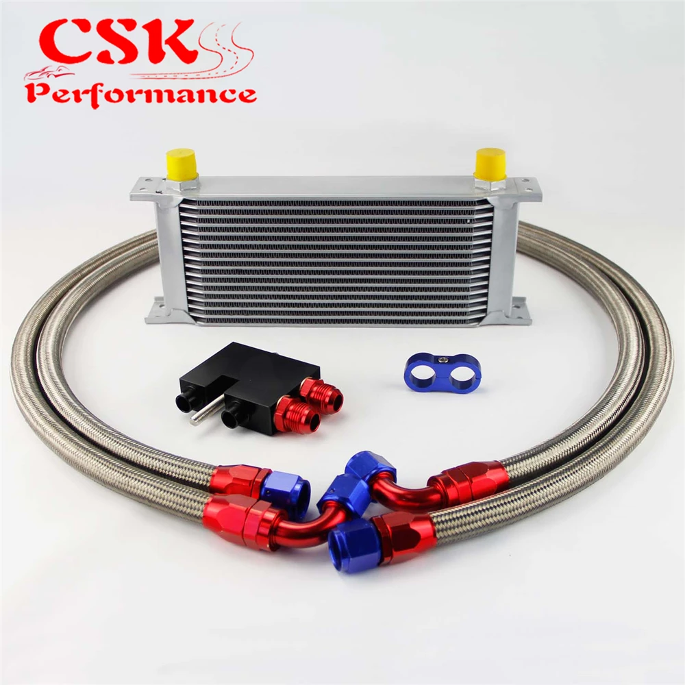 

16 Row 248mm AN10 British Oil Cooler Kit Fits For BMW N54 Engine Twin Turbo 135i E82 335i E90 E92 E93 Silver