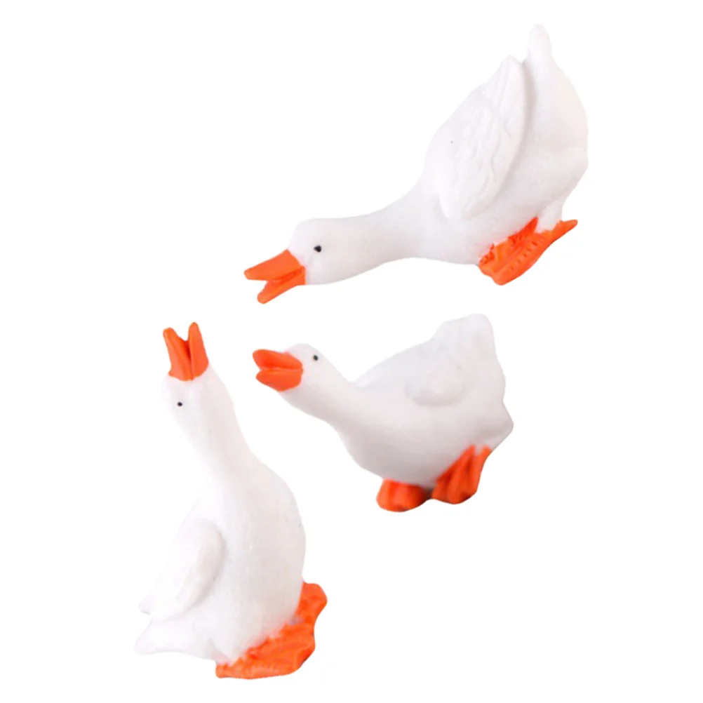 

3 шт. большой белый гусиный орнамент, реалистичные уличные аксессуары, украшения для торта, Ландшафтный Газон