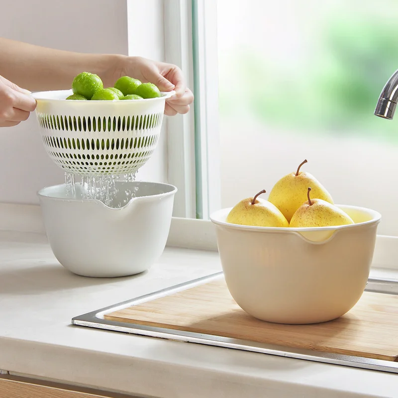 

layer Double drain basket vegetable washing basin living room fruit tray plastic small vegetable basket vegetable washing basket