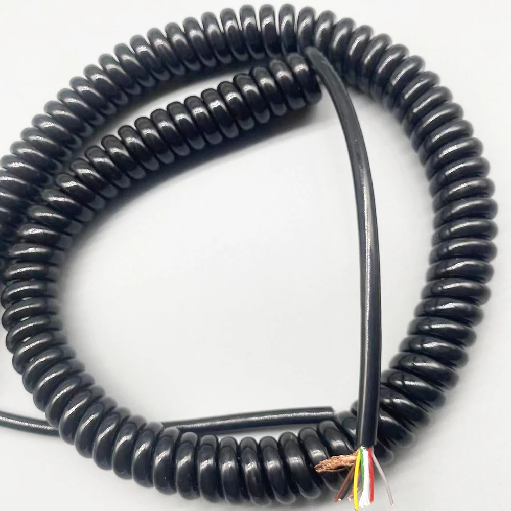 

10 core Extensible Wire Spring Spiral Cable 0.3 square OD10MM TPU Wire Shielded Spiral Wire Stretch 1m 2m 3m 4m 5m