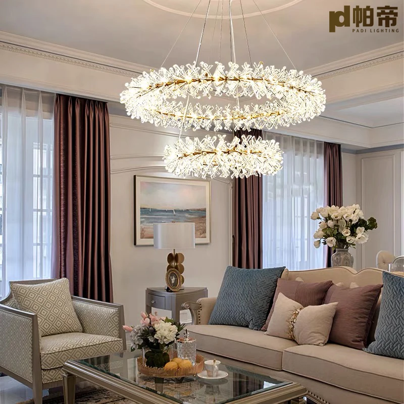 Modern lustre Flower Crystal Chandelier Nordic Luxury Hanging Lamp Indoor Lighting Home Deco For Living Room Bedroom Restaurant