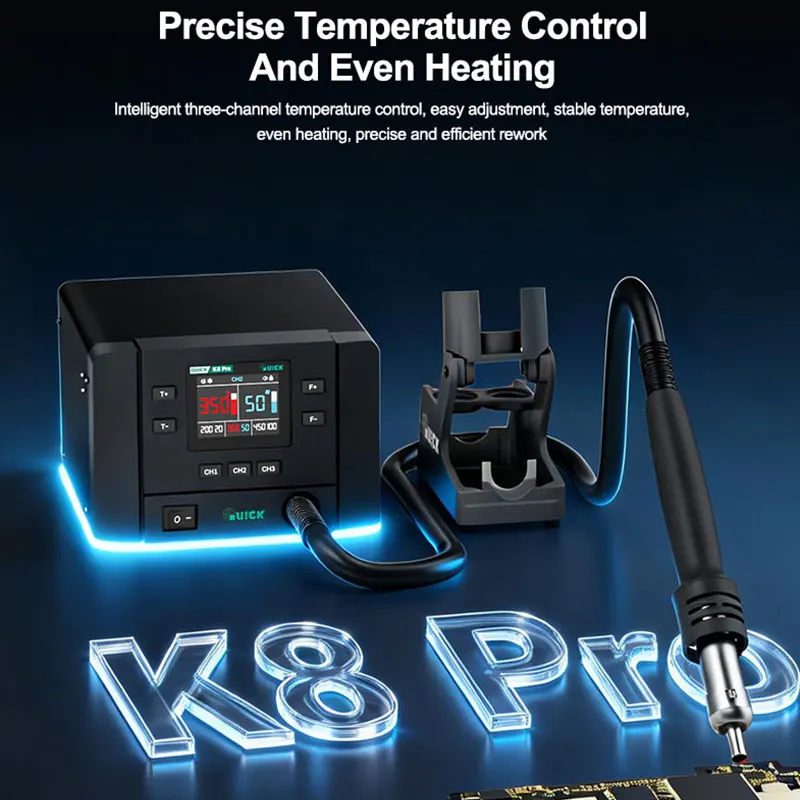 Фото Паяльная станция QUICK K8 Pro с интеллектуальным управлением, 1000 Вт, высокая мощность, точный контроль температуры и стабильность, инструменты для ремонта №3