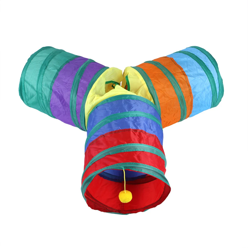 Складная игрушка для кошек туннель и домашних животных 3-сторонняя интерактивные