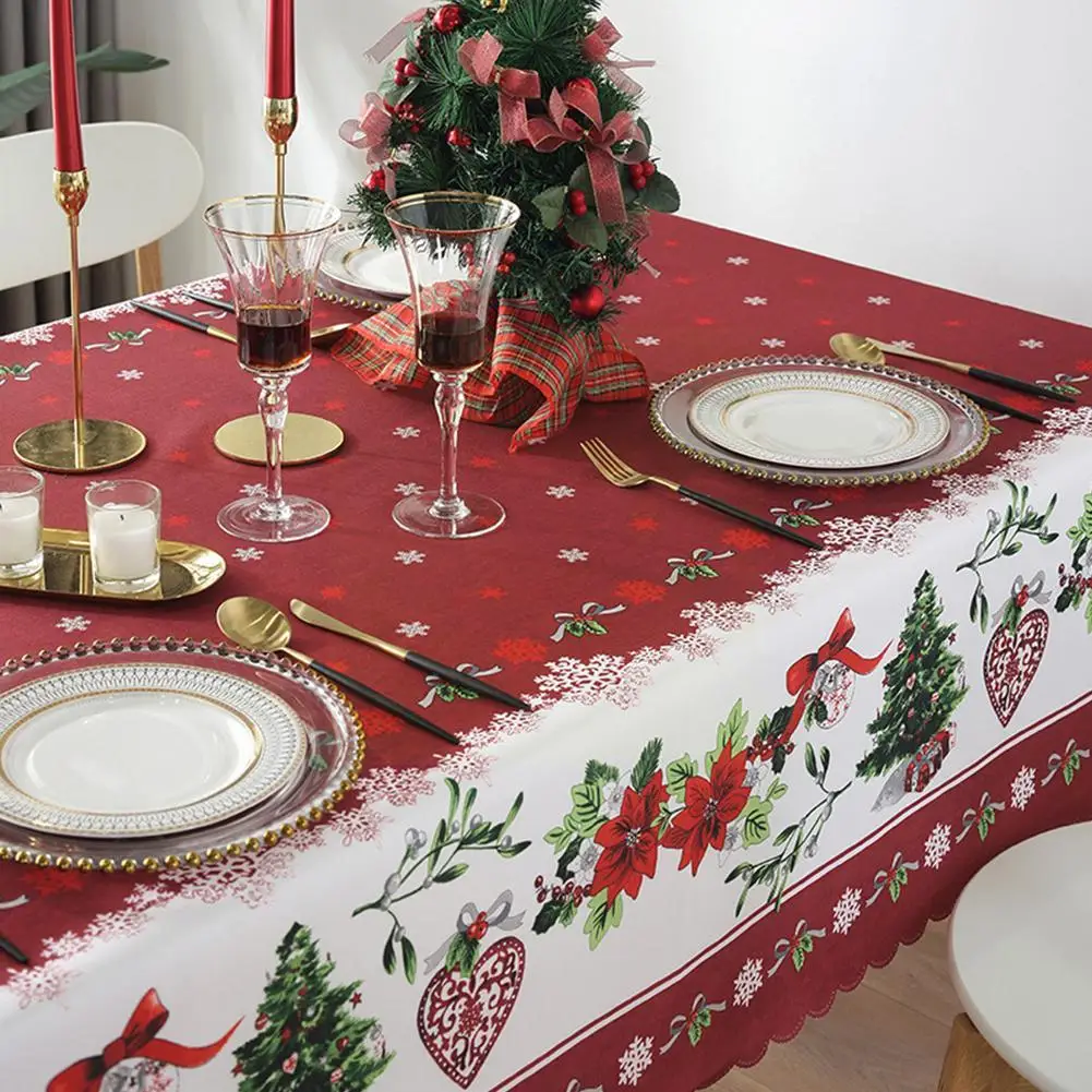 

Рождественские скатерти из полиэстера, антивозрастной стол с кисточками, не выцветающий, Прямоугольный Обеденный стол для дома и улицы C P7a4