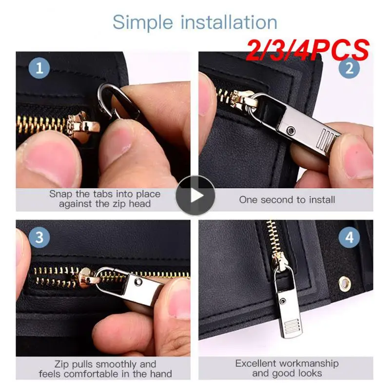 

2/3/4PCS Zipper Slider Metal Tool-free Instant Zipper Repair Kit Zipper Head Zippers Pull Fixer Zippers Puller Sewing Tools