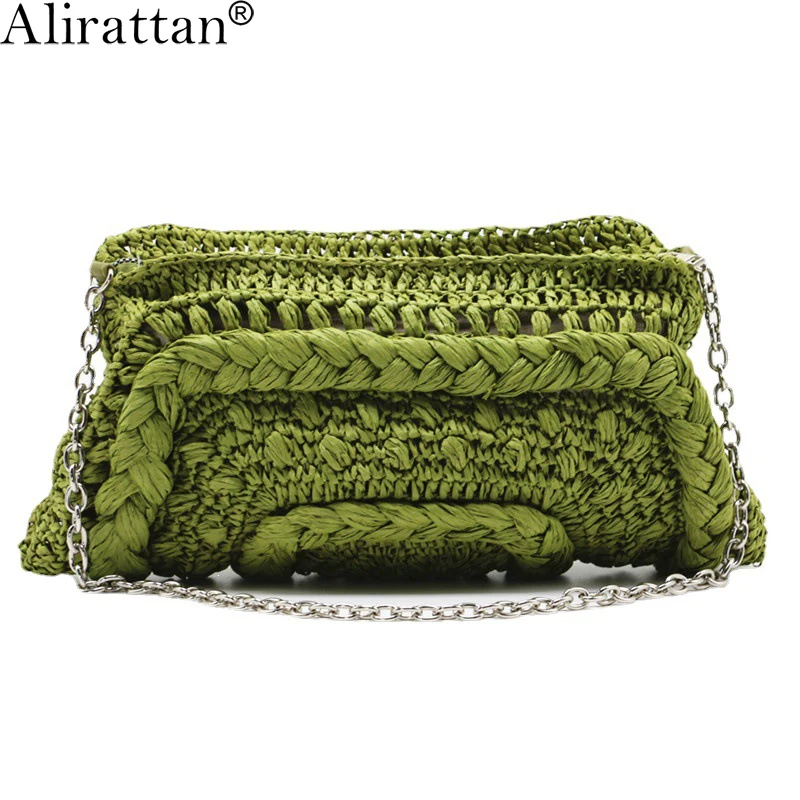 

Alirattan New Straw Crossbody Bag for Women 2022 Summer Fashion Beach Rattan Woven Chain Shoulder Messenger Bag Travel Bags