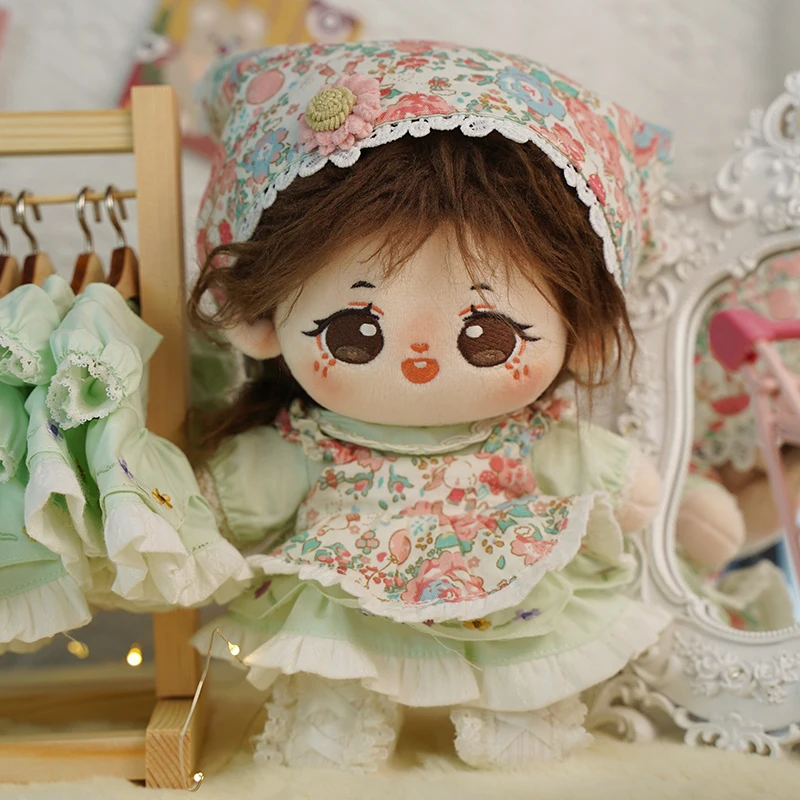 

New Arrival No Attribute 20cm Handmade 4PC/Set Doll Clothes Floral Dress Scarf Apron Dolls Outfit Doll's Accessories Cos Suit