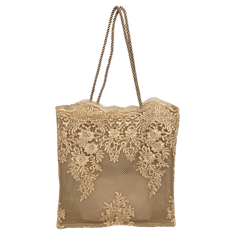 

Lace Women's Shoulder Bag Fashion Retro Embroidery Hollow Straw Bag Leisure Big Capacity Beach Tote Handbag
