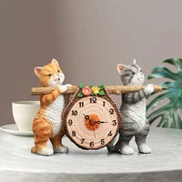 creative desk clocks art crafts home decor living room cat figurine childrens room kawaii clock gifts