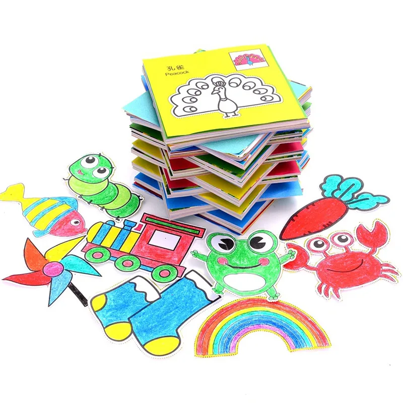 

Color Cartoon Paper Cut Toys 96 Pcs/Set DIY Children's Craft Animal Handmade Paper Art Early Education Learning Educational Toys