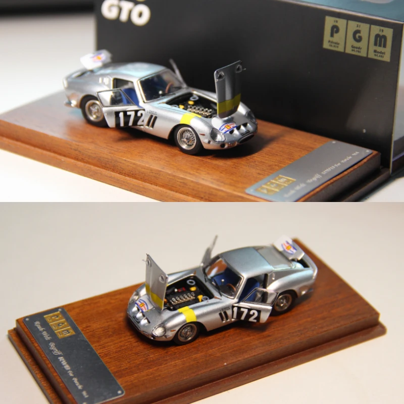 

PGM 1:64 Ferrari 250GTO Silver No. 127# Alloy Full Open Simulation Car Model Collection Ornament Gift Free Shipping