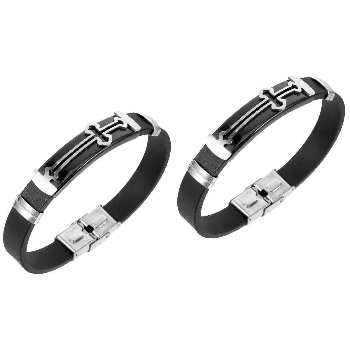 

Set 2 Ladies Bracelets Men's Stainless Steel Bracelets Cross Bracelet Personality