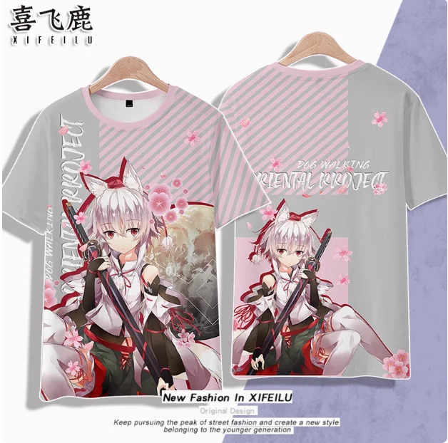 Футболка с коротким рукавом из Аниме Touhou Project Inubashiri Momizi летний костюм для косплея