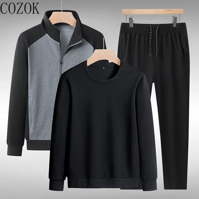 

2022 Tracksuit Men 3Pieces Set Sweatshirt + Sweatpants Sportswear Zipper Hoodies Casual Men’s Clothing Ropa Hombre Size S-5XL