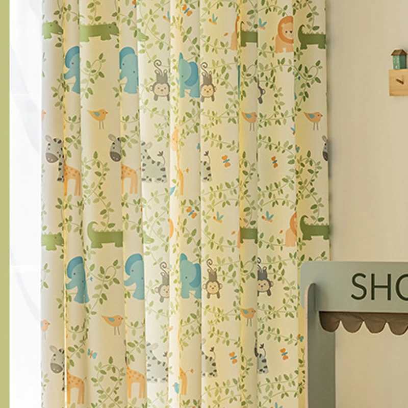 

Cartoon Animal Elephant Lion Printed Kids Children Bedroom Blackout Curtains For Living Room Boys Balcony Window Drapes Curtains