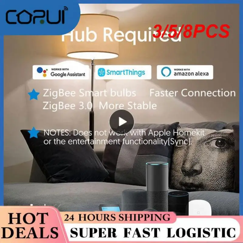 

3/5/8PCS Ac100-240v Rgb Light Adjust The Color Temperature Control Led Colors Are Adjusted To The Rhythm Of The Music 50/60hz